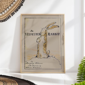 The Velveteen Rabbit Book Cover Print, Vintage Children's Literature Art, Classic Storybook Poster, Margery Williams Decor