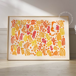 Henri Matisse Print Orange Mid Century Modern Wall Art Abstract Floral Poster Nautical Decor