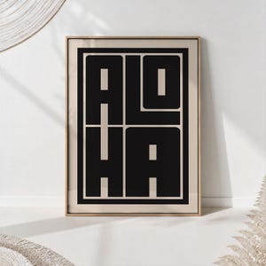 Mid Century Modern Aloha Print Minimalist Hawaiian Typography Wall Art PRINTED on Luxury Paper