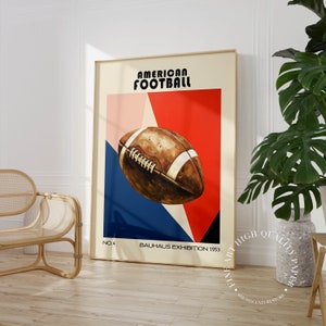 Bauhaus American Football Poster, Vintage Sports Art Print, Retro Wall Decor PRINTED on Fine Art Paper
