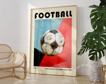Football Poster Bauhaus Exhibition Print Soccer Art Retro Sports Wall Decor PRINTED on Fine Art Paper