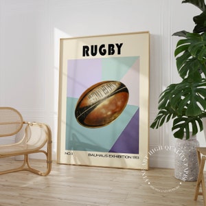 Rugby Poster Bauhaus Exhibition Print Art Retro Sports Wall Decor PRINTED on Fine Art Paper