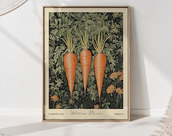 Stampa botanica "Carote" di William Morris - Arte retrò per la cucina