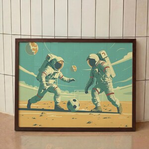Astronaut Soccer Print: Mid-Century Modern Space Art immagine 14