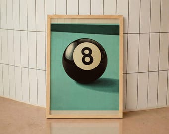 Mid Century Modern 8-Ball Art Print: Vintage Billiards Decor