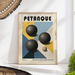 Petanque Bauhaus Poster Print – Mid-Century Modern Sports Wall Art, French Boules Game Decor