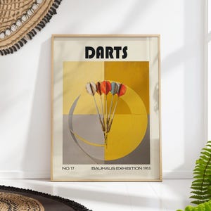 Vintage Darts Print Bauhaus Exhibition Retro Wall Art Mid Century Modern Sport Decor PRINTED on Luxury Paper