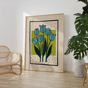Modern Tulip Art Print, Minimalist Floral Wall Art, Chic Botanical Illustration, Gift for Plant Lover, PRINTED on Fine Art Paper
