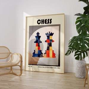 Vintage Chess Print Queen King Poster Bauhaus Wall Art Mid Century Modern Sport Decor PRINTED on Fine Art Paper