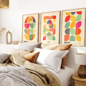 Bauhaus Prints 3er Set Mid Century Modern Art Posters Geometrisch Abstrakt Galerie Wand Set Home & Office Decor