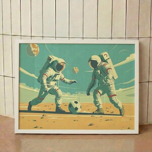 Astronaut Soccer Print: Mid-Century Modern Space Art immagine 13