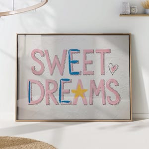 Sweet Dreams Art Print - Playful Pastel Typography - Nursery or Bedroom Decor