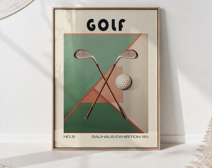Mid-Century Modern Golf Print: Bauhaus Exhibition Sport Decor