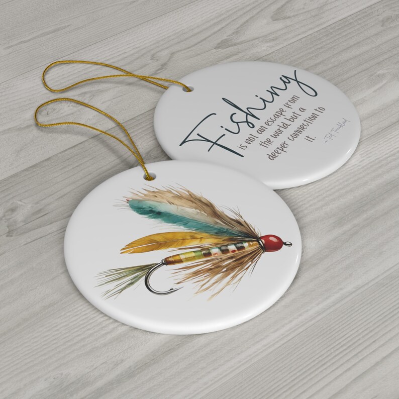 Fishing Ornament, Fly Fishing Christmas Ornament, Inspirational, Watercolor Landscape, Gift for