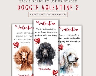 Dog Valentine, Doggie Valentine Cards, Print your own Valentines, Standard Poodle, Funny Valentine from the dog,