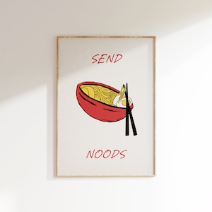 Send Noods Food Art Bar Cart Print Japan Ramen Wall Art Printable Noodles Poster Ramen Art Print Retro Kitchen Print Digital Download