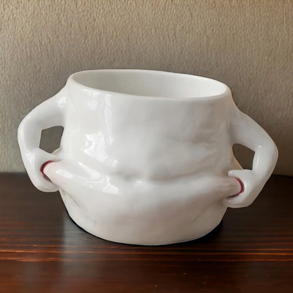 Charmante Tasse à Thé Artisanale avec Double Manche - Forme Unique de Ventre (350ML)