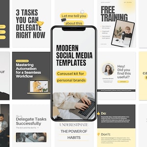Persönliche Marke, Business Karussell Posts, Produktivitätscoach, VA, Experte Social Media Vorlagen für Canva, Instagram, Linkedin Content Ideen