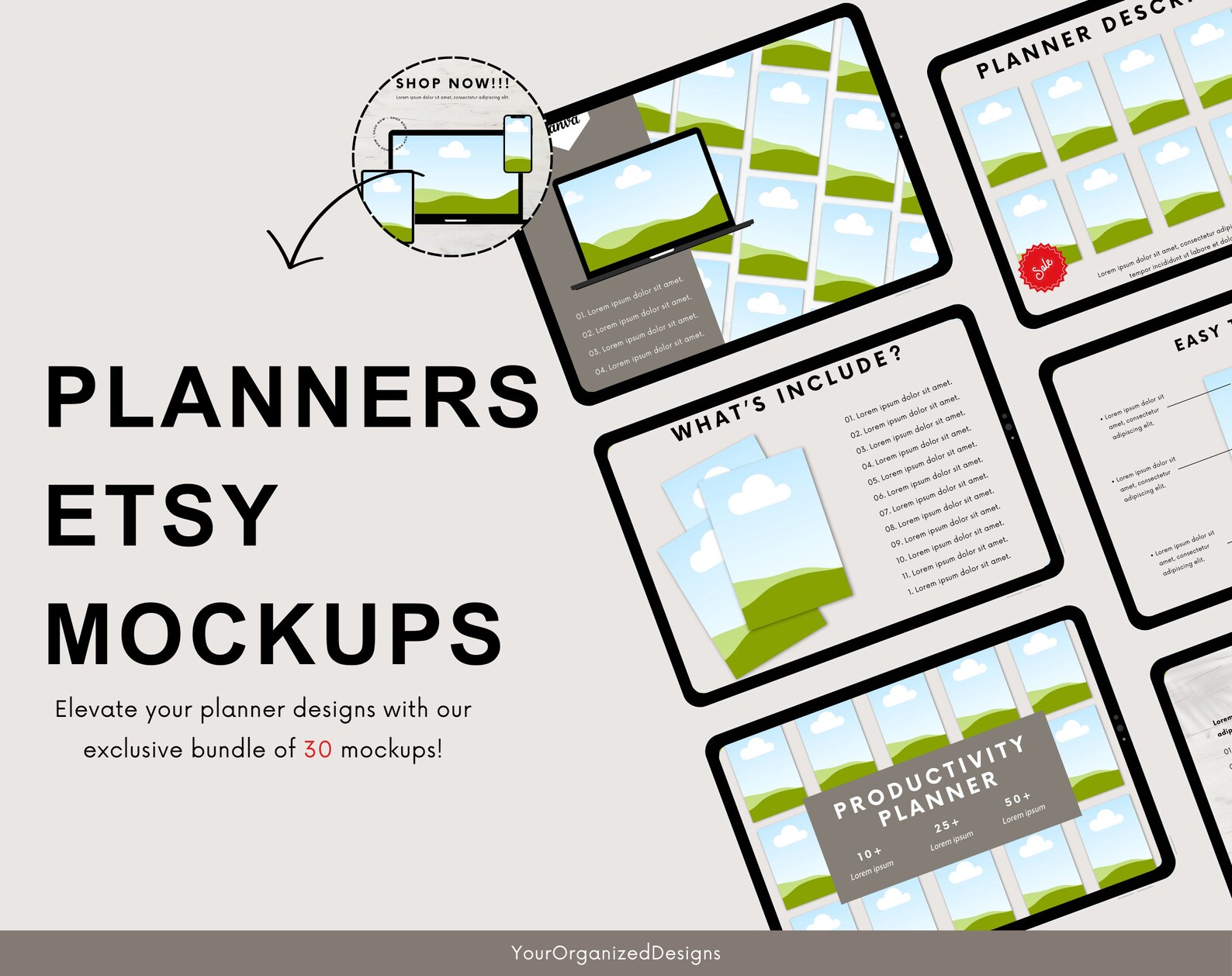30 Digital Mockups Etsy Mockups Planner Mockups Bundle Printables