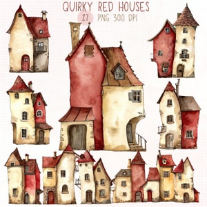 Quirky Houses Clipart, Whimsical house png, House png, house watercolor, watercolor house clipart, house drawing, house sublimation