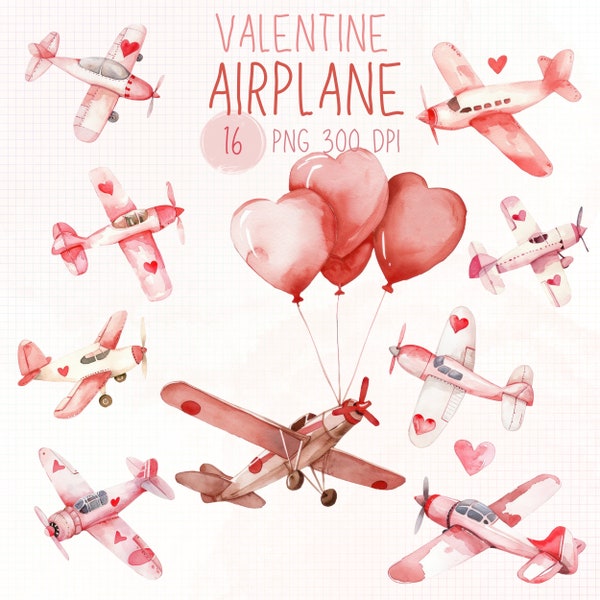 Valentine airplane png, Watercolor valentine airplane, Airplane valentine, Airplane clipart, Airplane png, Watercolor vintage airplane png