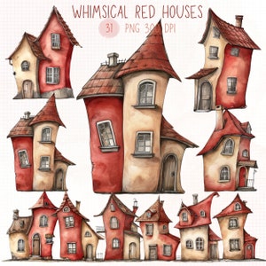Quirky Houses Clipart, Whimsical house png, House png, house watercolor, watercolor house clipart, house drawing, house sublimation
