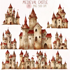 Medieval castle png, Watercolor Fairytale castle png, Castle Clipart, watercolor Princess Castle png, Magic kingdom png, Medieval castle