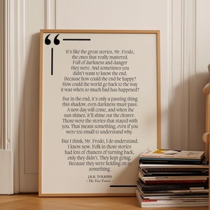 Lord of the Rings verhalen citaat muur decor slaapkamer kunst vriendje cadeau inspirerende literaire afdrukbare boekenliefhebber digitale download Tolkien