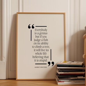 Einstein Genius Quote Wall Decor Bedroom Art Gift Inspirational Quote Office Art Printable Booklover Digital Download Classroom Print