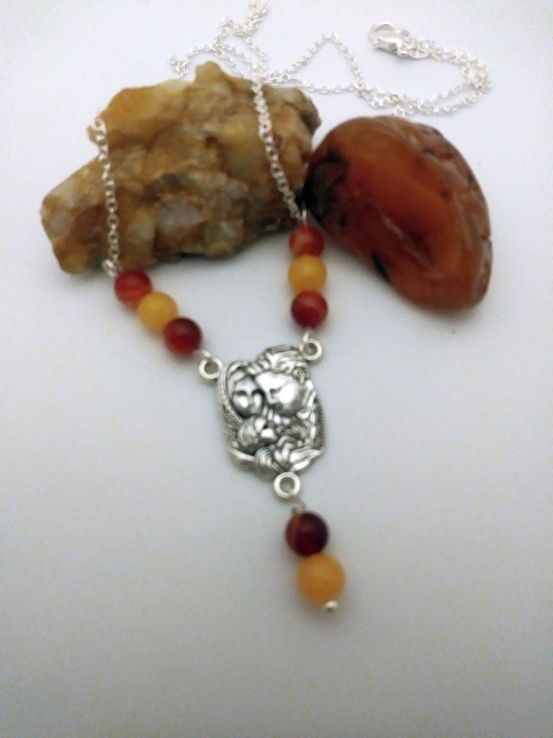 Bracelet Perles D'agate Corail Birman 13mm - Naturel Et élégant
