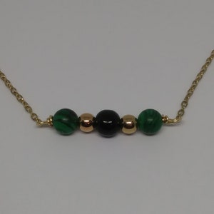 Pretty Malachite and Black Onyx necklace, 8mm beads, For Her, All Occasion