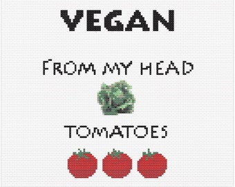 Cross Stitch Pattern - Vegan from my Head Tomatoes