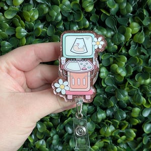 Ultrasound Cart Resin Badge Reel, Sonogram Badge Reel, Sonographer Badge Reel, Ultrasound Tech, Nursing Gift, Glitter, Cute Baby Badge Reels