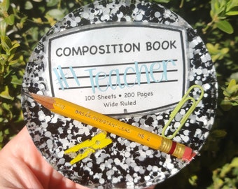 Posavasos de resina personalizado para profesores / Regalo de agradecimiento para profesores / Pisapapeles para profesores / Regreso a clases / Regalo personalizado para profesores / Composición