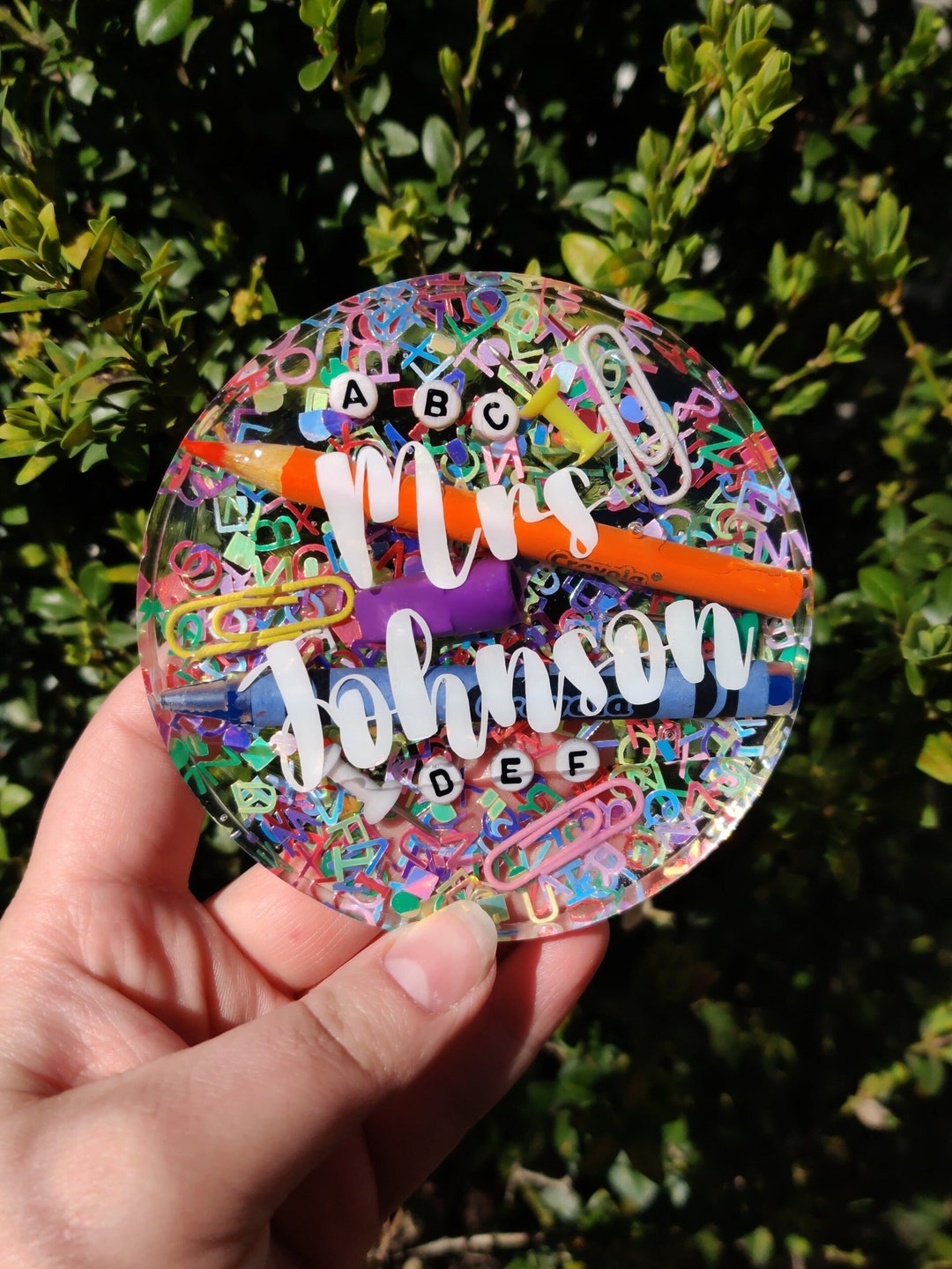 Personalized Resin Teacher Coaster | Teacher Appreciation Gift ...
