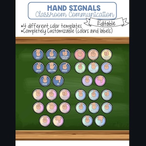 Hand Signals Classroom Communication | Teacher Classroom Management | Editable Canva Template | Completely Customizable | Instant Download