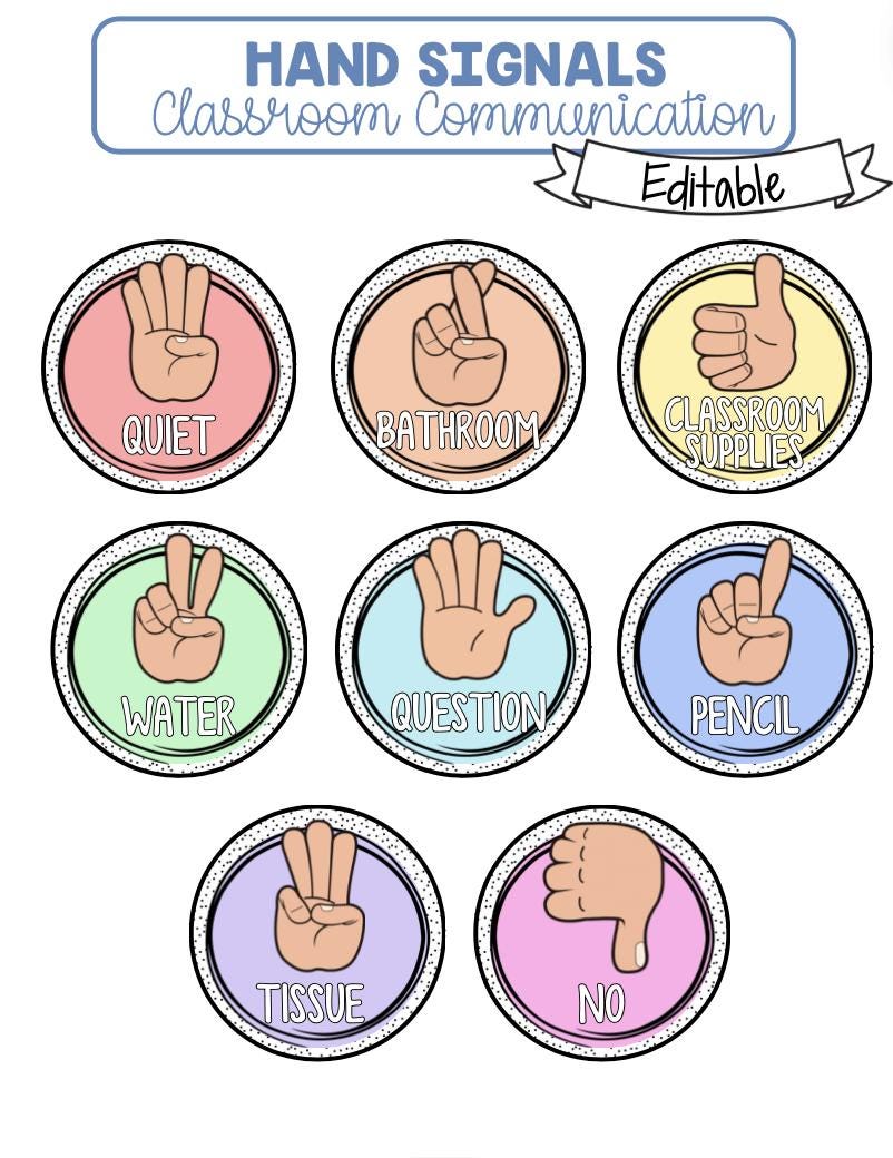 Hand Signals Classroom Communication | Teacher Classroom Management ...