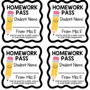 Editable Homework Pass Canva Template: Classroom Reward (digital ...