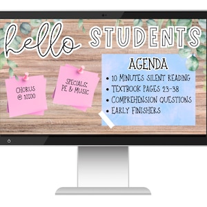 Hello Students | Editable Teacher Agenda | Cute Teacher Slides | Canva Template | Editable Canva Teacher Agenda Slide | Instant Download