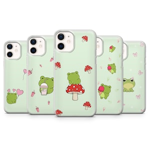 Kawaii Frog - Cute Pastel Green Animal Phone Cover for iPhone 16 Pro 15 14 13 12 11, Google Pixel 9 Pro 8 7A, Samsung Galaxy S25 A16 A55 A56