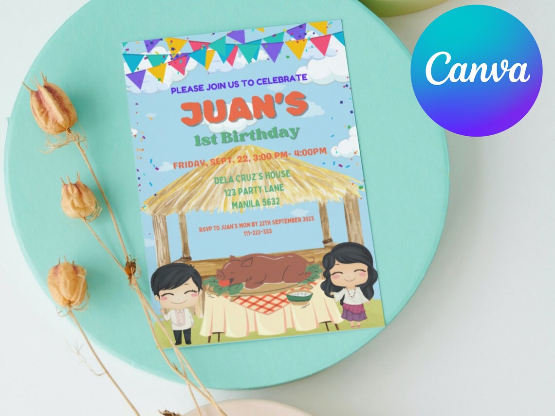 Pinoy Invitation Editable Filipino Fiesta Theme Birthday Invitation | Canva | Filipino ...