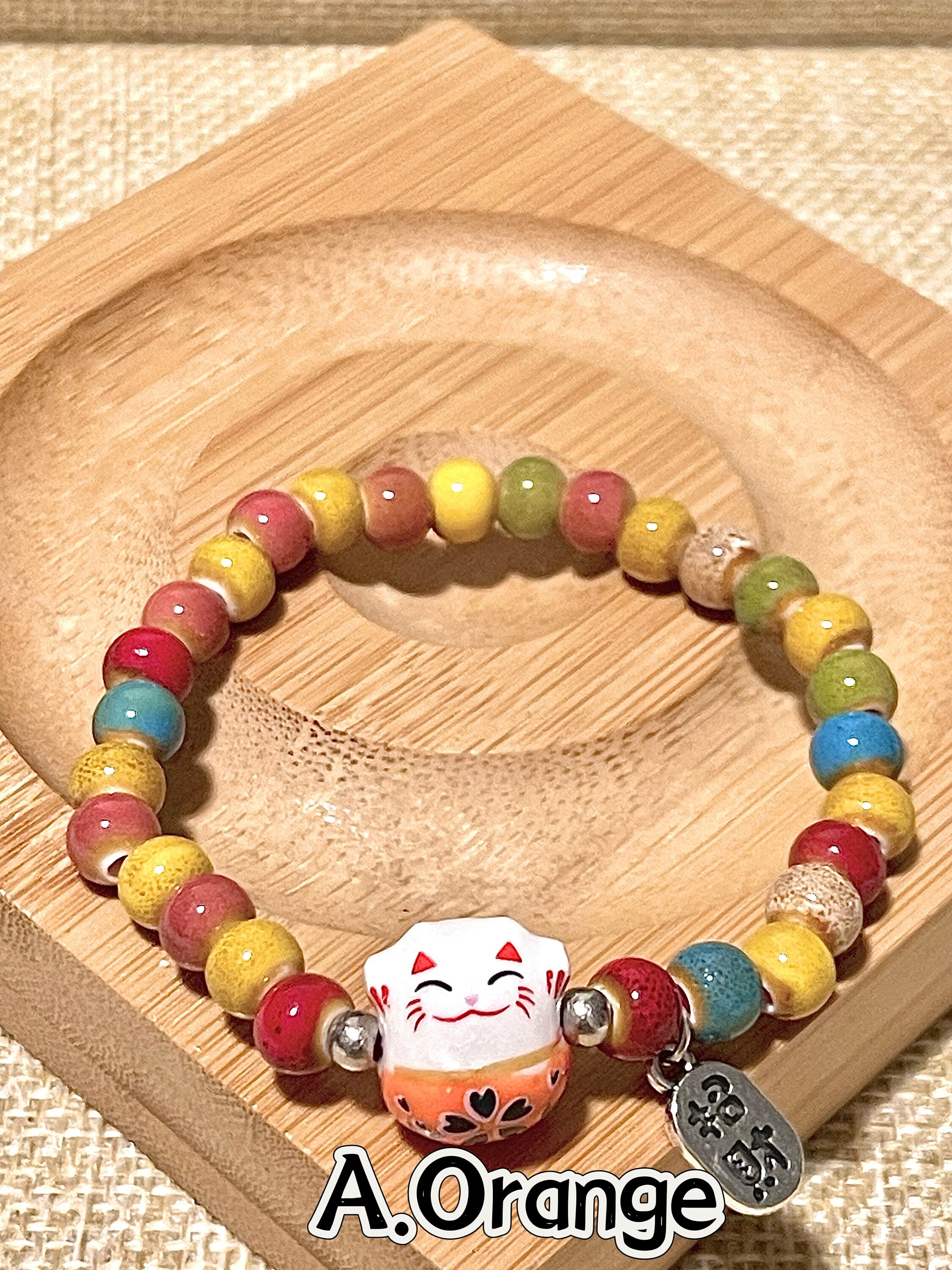 2024激安通販 Lucky Cat Bracelet,lucky Cat,maneki Neko,multi Color Stretch アクセサリー