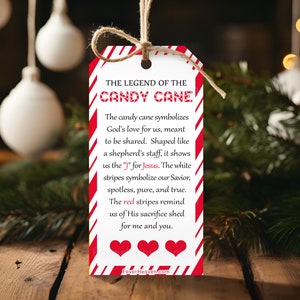 Legend of the Candy Cane Printable Tag, Candy Cane Poem Christmas Tags, Treat Tag, Candy Cane Tag, Christian Treat Tag, Meaning of Christmas