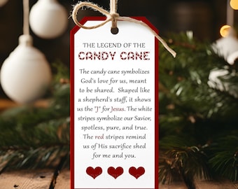 Legend of the Candy Cane Printable Tag | Candy Cane Poem | Christmas Tags | Treat Tag | Christian Treat Tags | Meaning of Christmas | Church