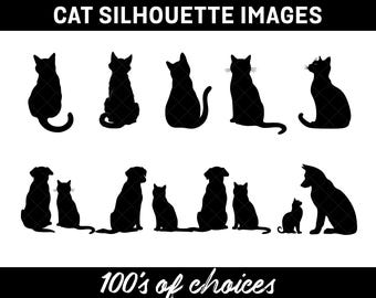 Cat Silhouette Clipart | Cat Images | Greeting Cards | Feline Portraits | Pet Portraits | Pet Images | Kittens | Cat Illustrations | Artwork