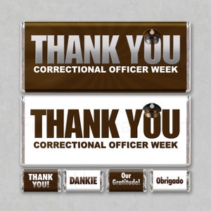 CORRECTIONAL OFFICIER BEDANKT digitale download afdrukbare waardering chocoladereep wrapper gunst unieke cadeaubon wet gratis mini