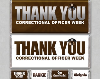 CORRECTIONAL OFFICER THANK You Digital Download Printable Appreciation Chocolate Candy Bar Wrapper Favor Unique Gift Card Law Free Mini