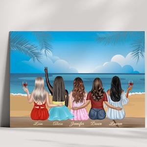 Gedruckte Beste Freunde benutzerdefinierte Porträt Karte | Personalisierte Freundkarte | Familienkarte | Freund Geschenkidee | Grußkarte | Mode Haar Besties