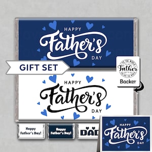 Download instantâneo para impressão Conjunto de presente de feliz dia dos pais Embrulhos de barra de chocolate Lembrancinhas de festa Agradecimento Minis grátis e cartão de felicitações
