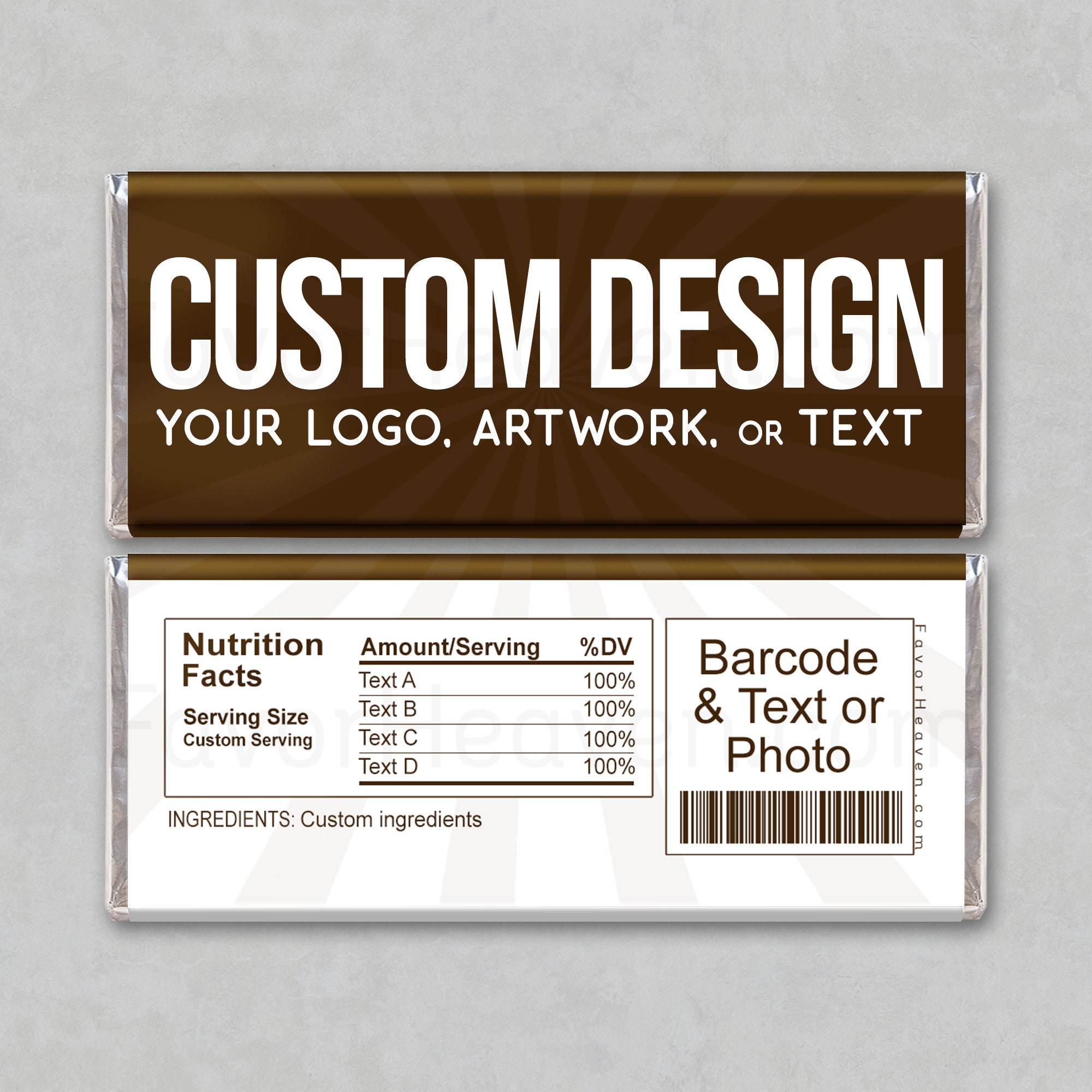 CUSTOM PERSONALIZED PRINTED Candy Bar Wrappers Your Text Your Photo ...